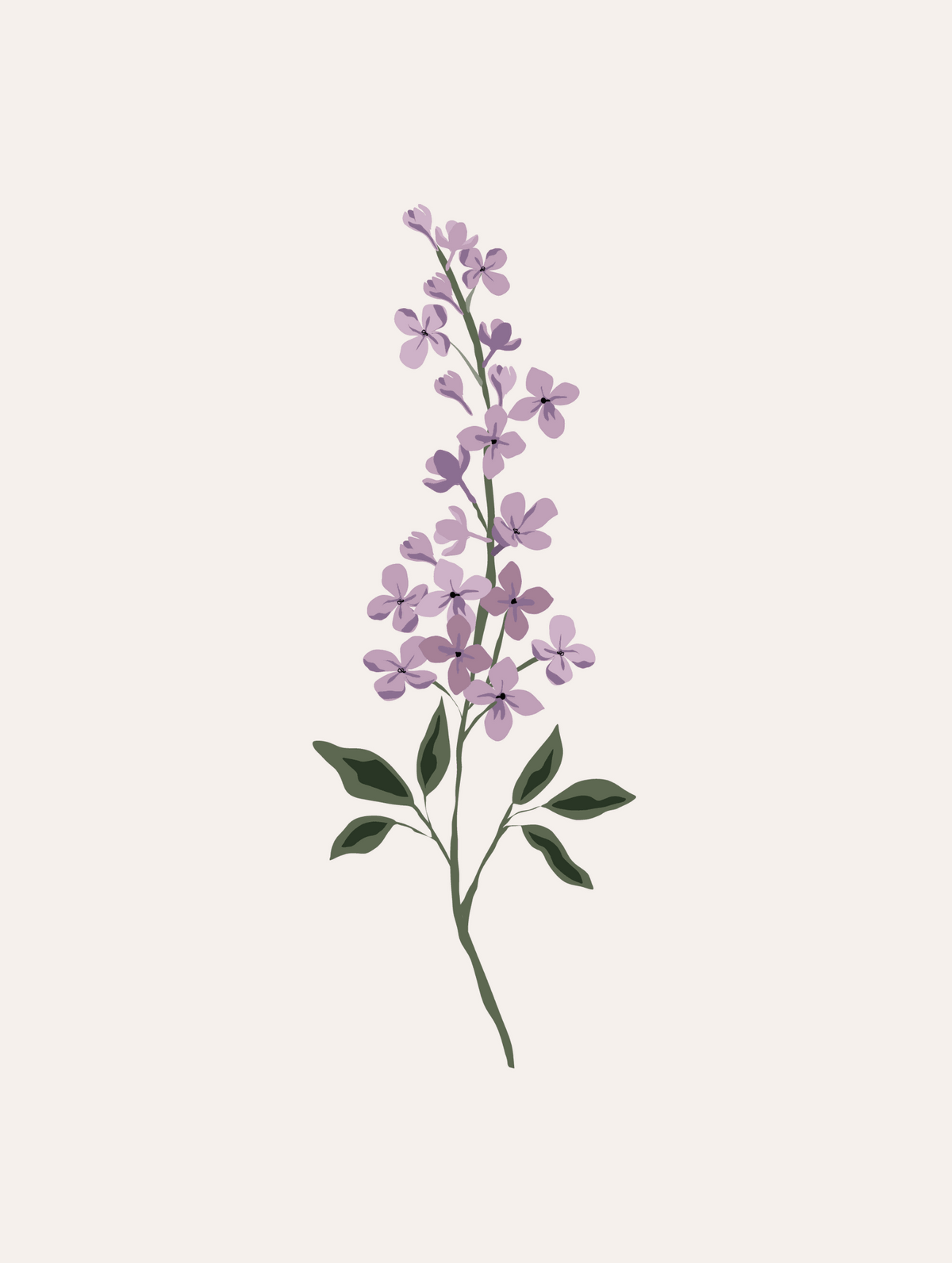 Lilas Flower Art Print featuring vibrant lilac flowers on recycled paper, elegant nature-inspired wall decor