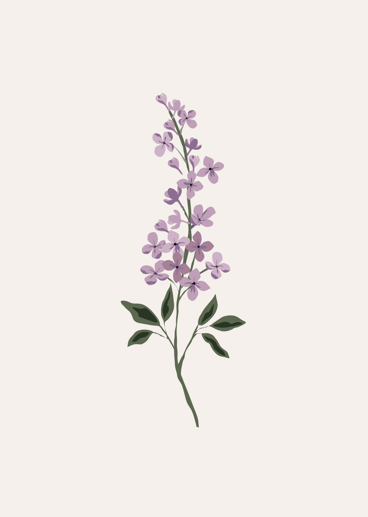 Lilas Flower Art Print featuring vibrant lilac flowers on recycled paper, elegant nature-inspired wall decor