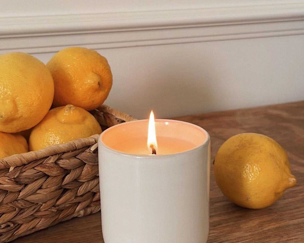 Limited edition yuzu scented candle in ceramic cup