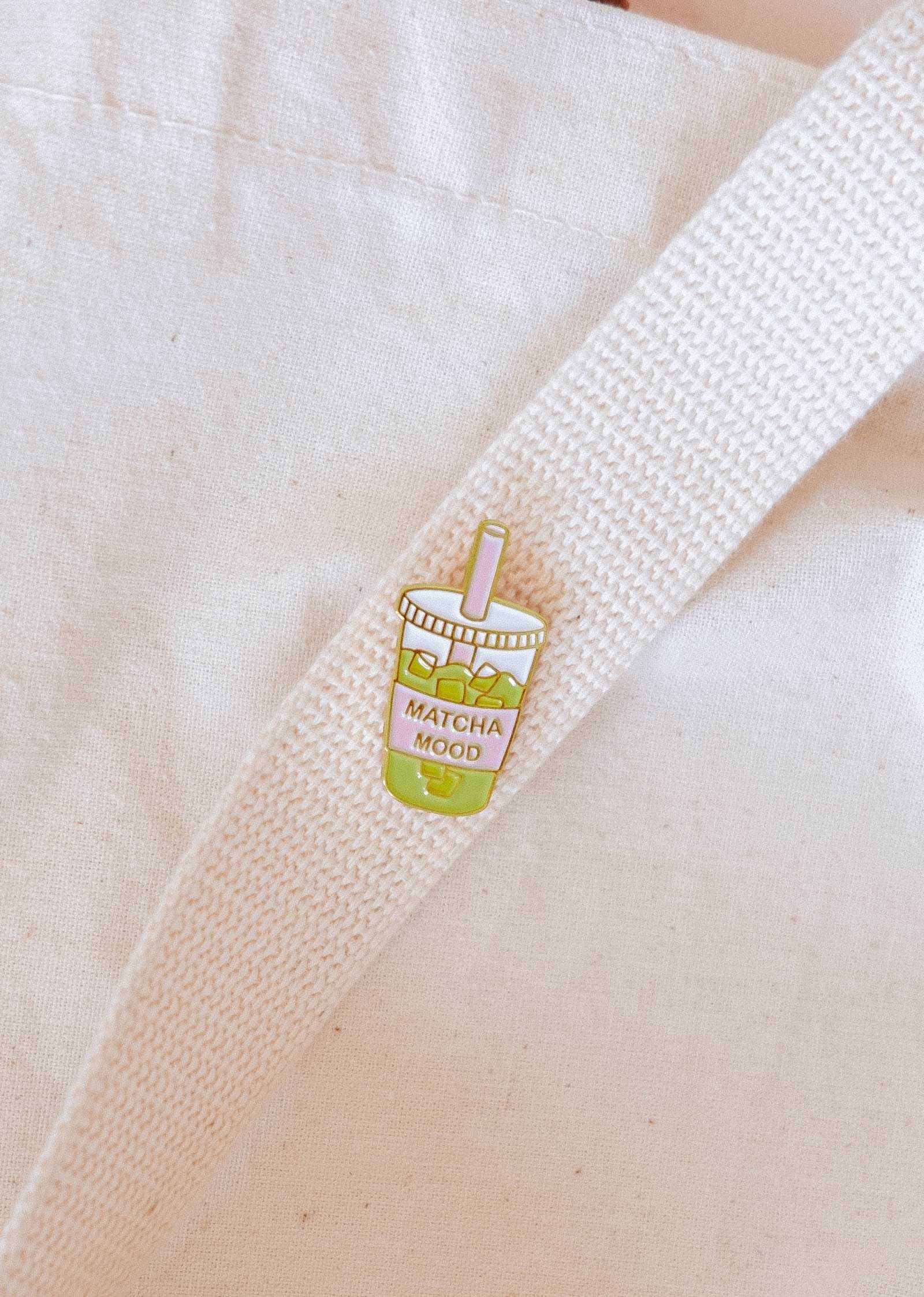Matcha Mood Enamel Pin gold tone brass cozy green tea accessory