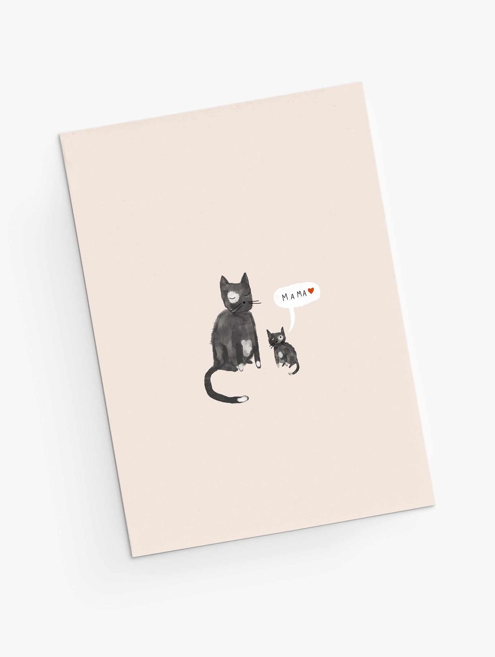 Mother and kitten greeting card for mother's day by mimi & august