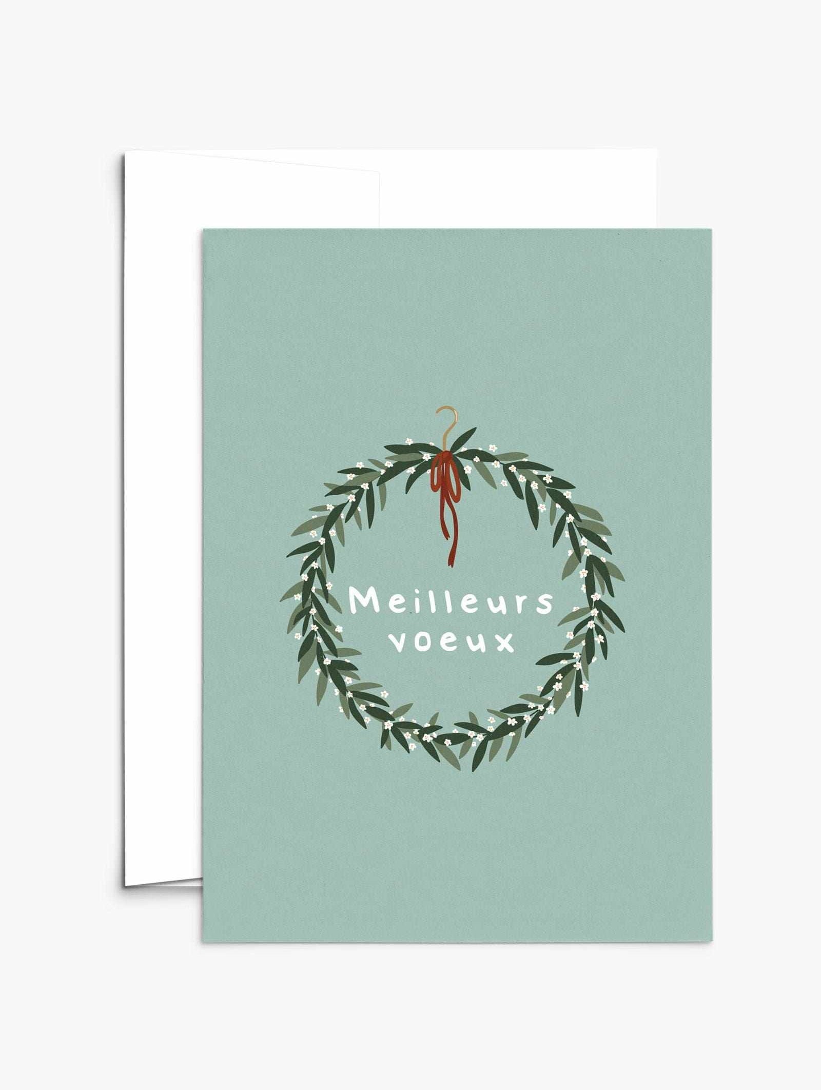 Meilleurs Voeux Greeting Card 5x7 made from recycled paper with white envelope and compostable packaging