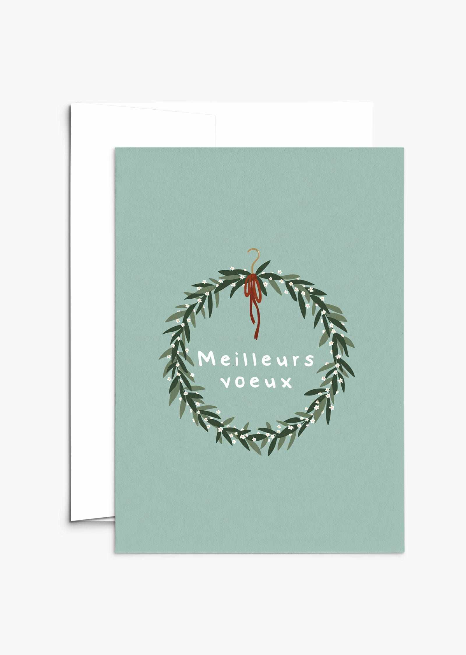 Meilleurs Voeux Greeting Card 5x7 made from recycled paper with white envelope and compostable packaging