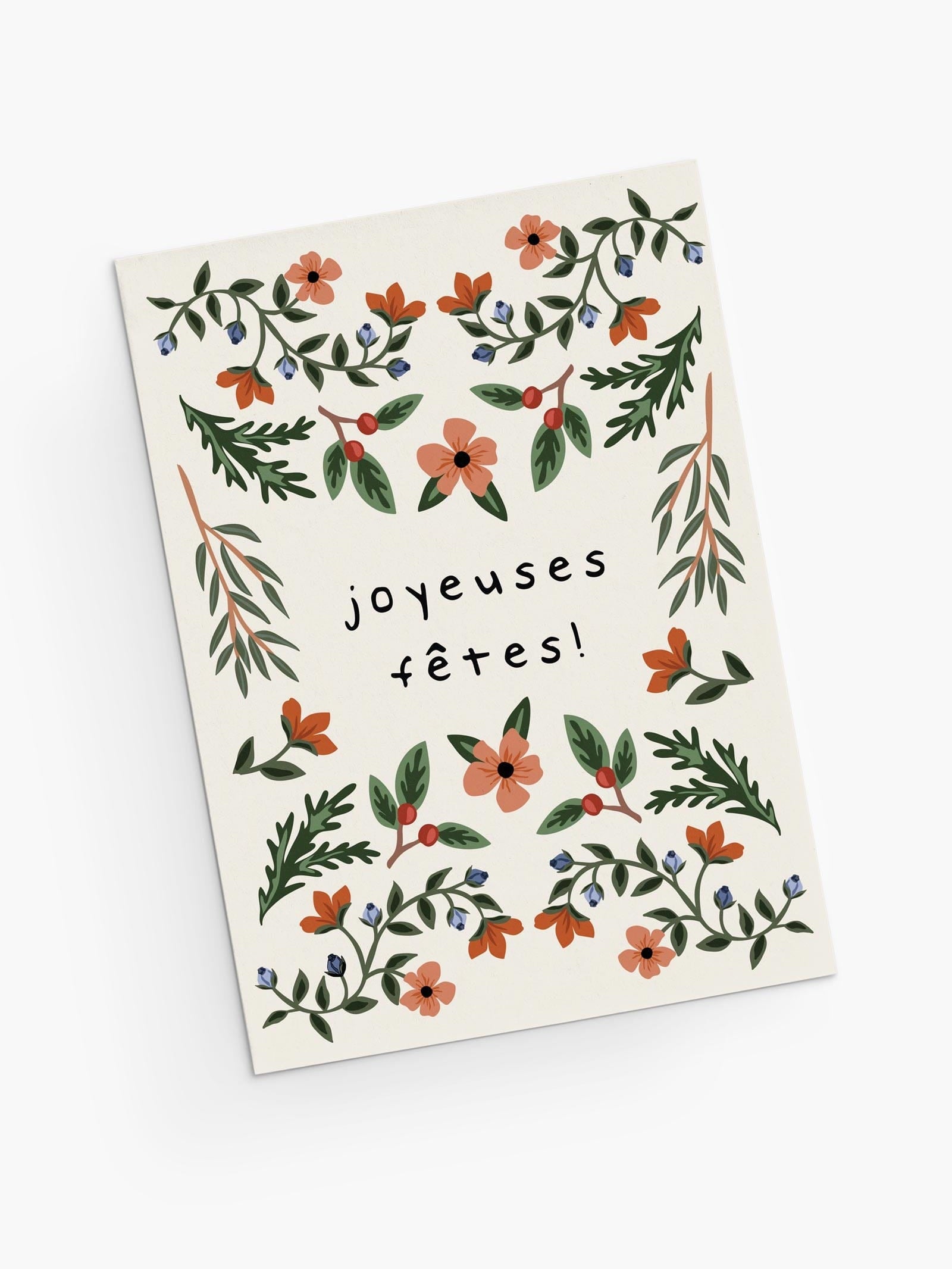Floral Christmas themed cards wishing happy holidays! By Mimi & August