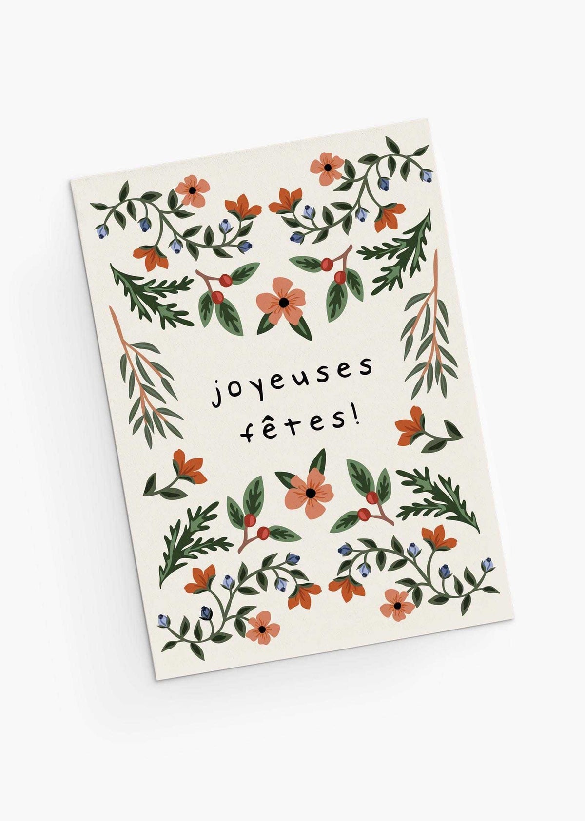 Floral Christmas themed cards wishing happy holidays! By Mimi & August