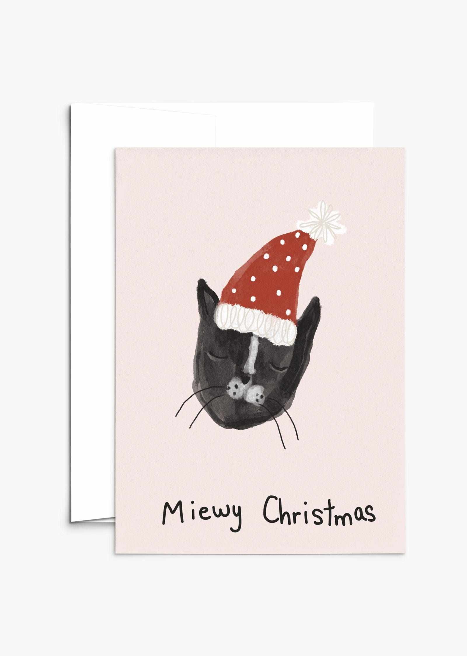Miewy Christmas Greeting Card 5x7 made from recycled paper with white envelope and compostable packaging