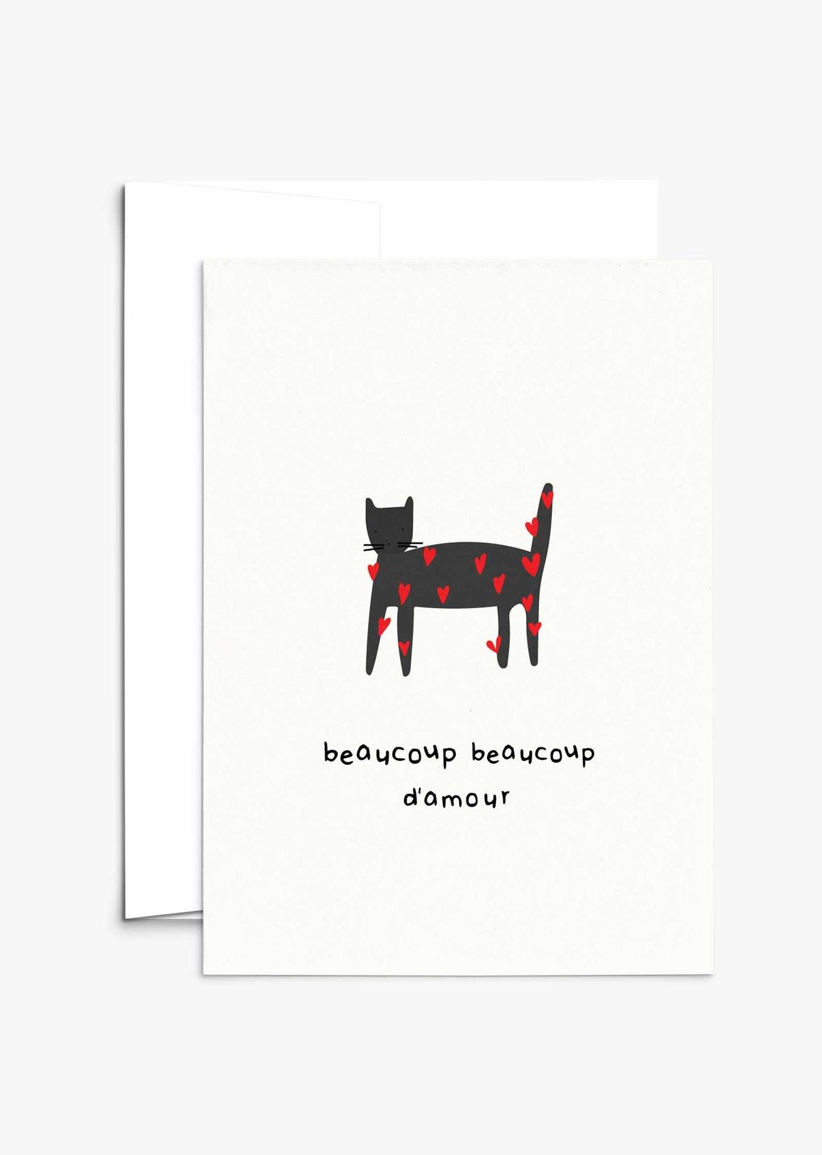 Much Love Greeting Card with French text on recycled paper and compostable packaging