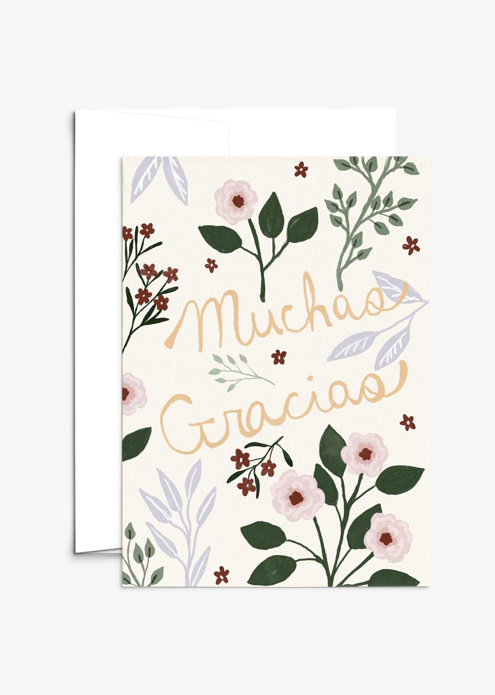Muchas Gracias Greeting Card made from recycled paper with compostable packaging and white envelope, blank inside, 5x7 format