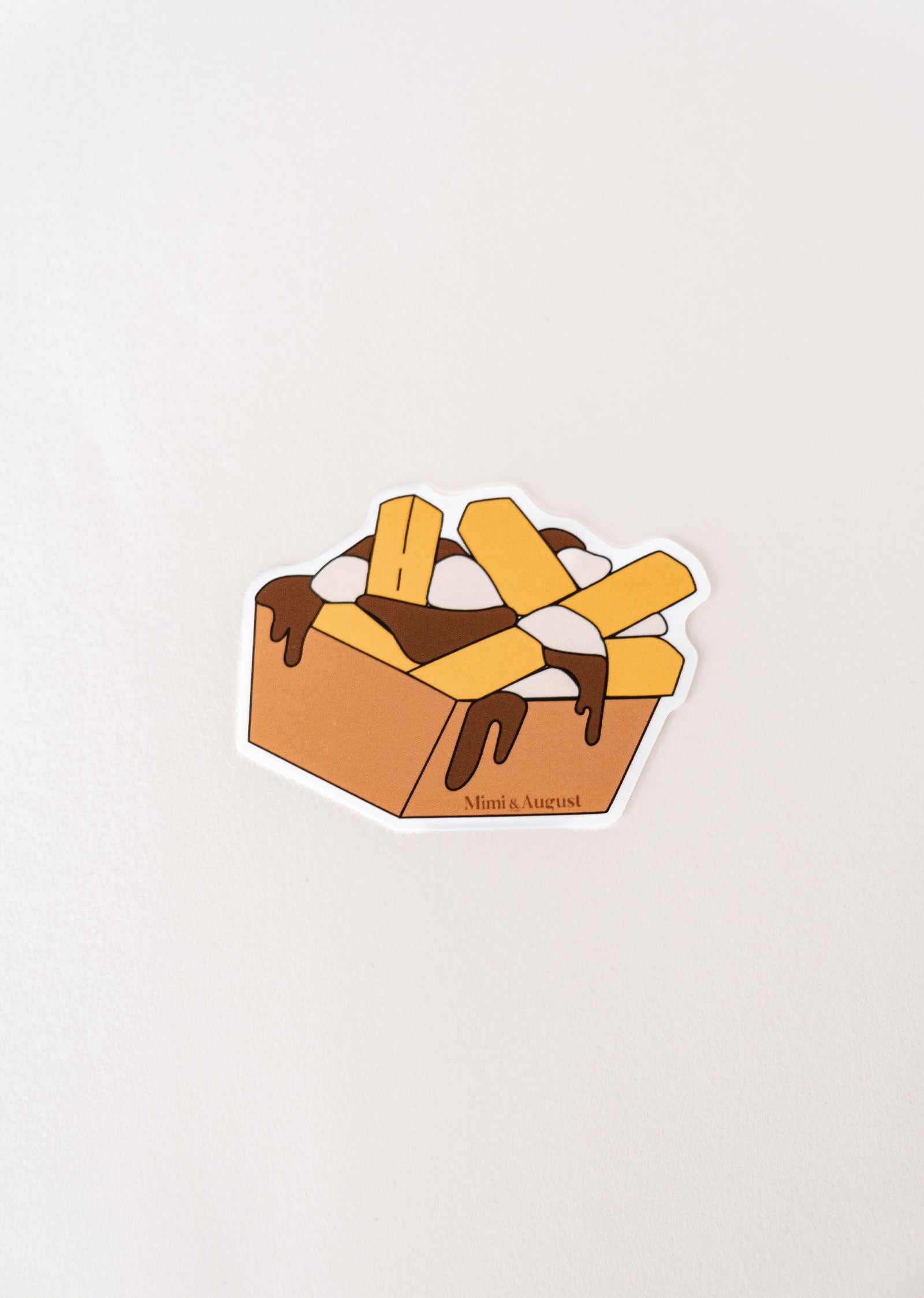 A Mimi & August vinyl sticker featuring a Quebec delicacy - Poutine.