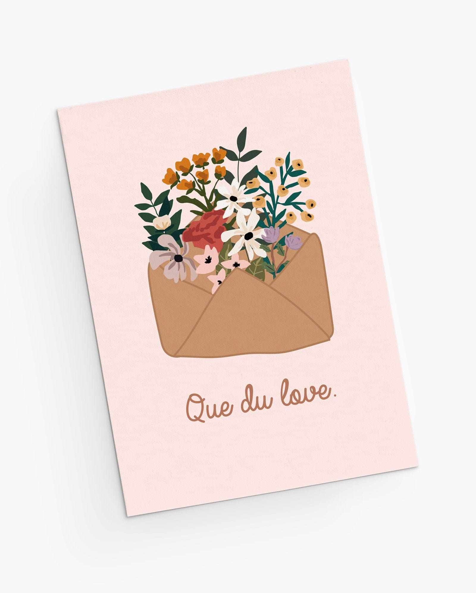 Recycled greeting card illustration flowers in a postal card- By Mimi & August