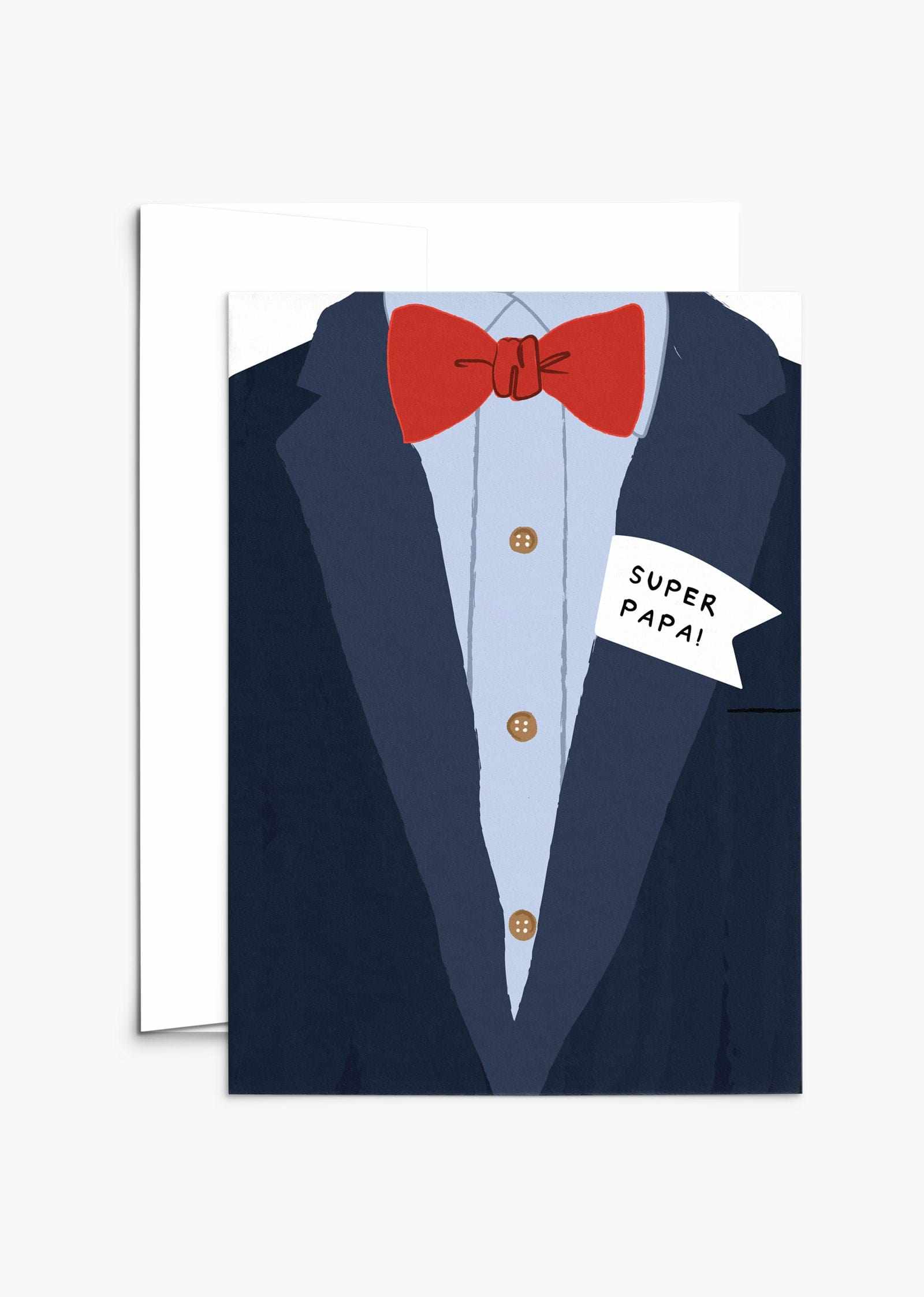 Super Papa Greeting Card featuring bold illustration of ultra-cool dad on recycled paper