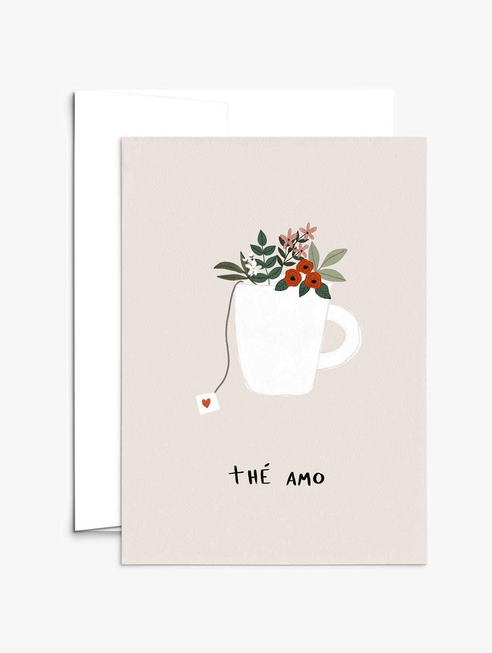 Thé Amo Valentine's Day tea flavored greeting card with recycled paper and compostable packaging