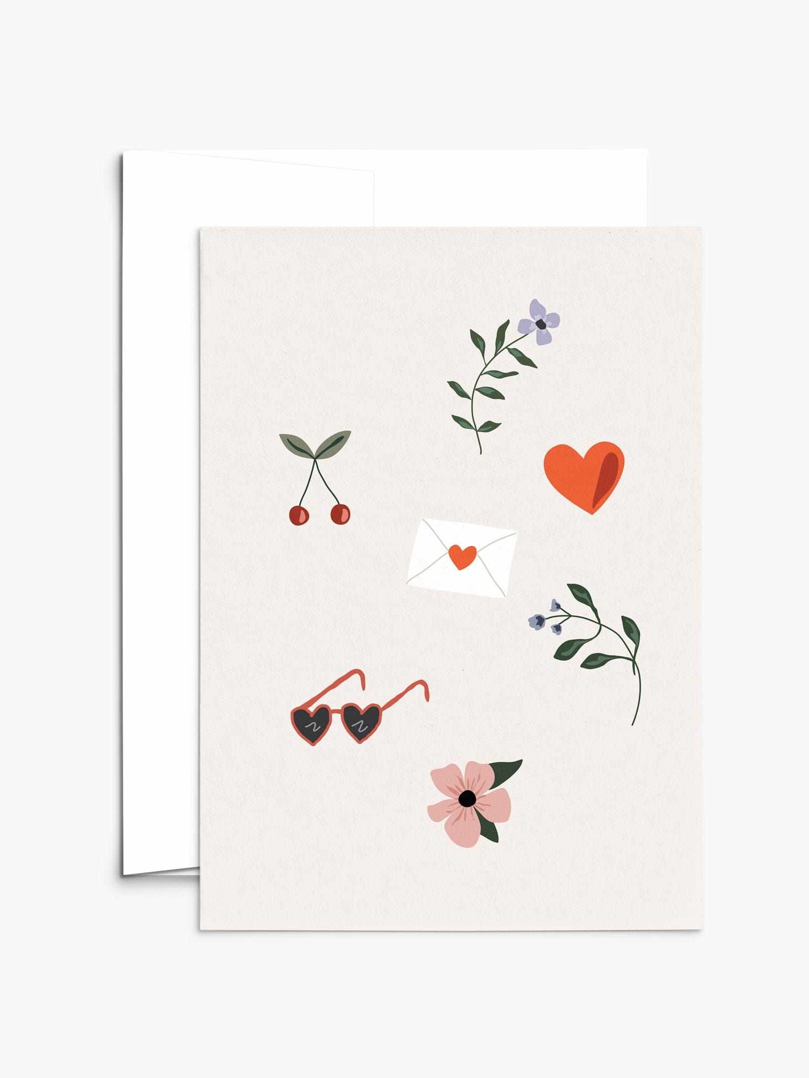 Soft and simple Valentine greeting card made from recycled paper with compostable packaging and blank inside.