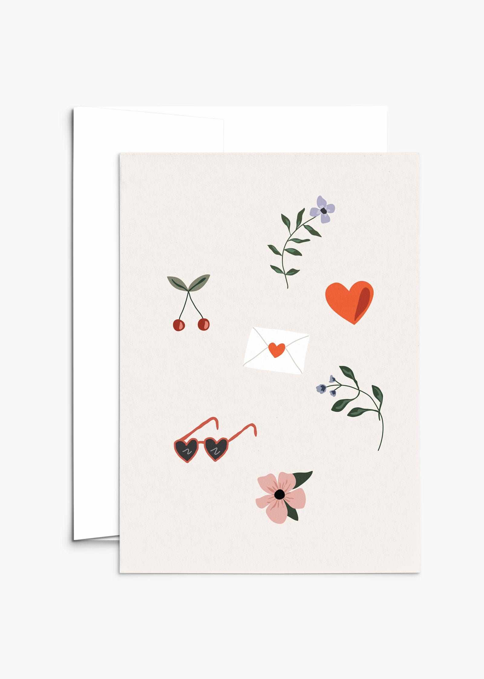 Soft and simple Valentine greeting card made from recycled paper with compostable packaging and blank inside.