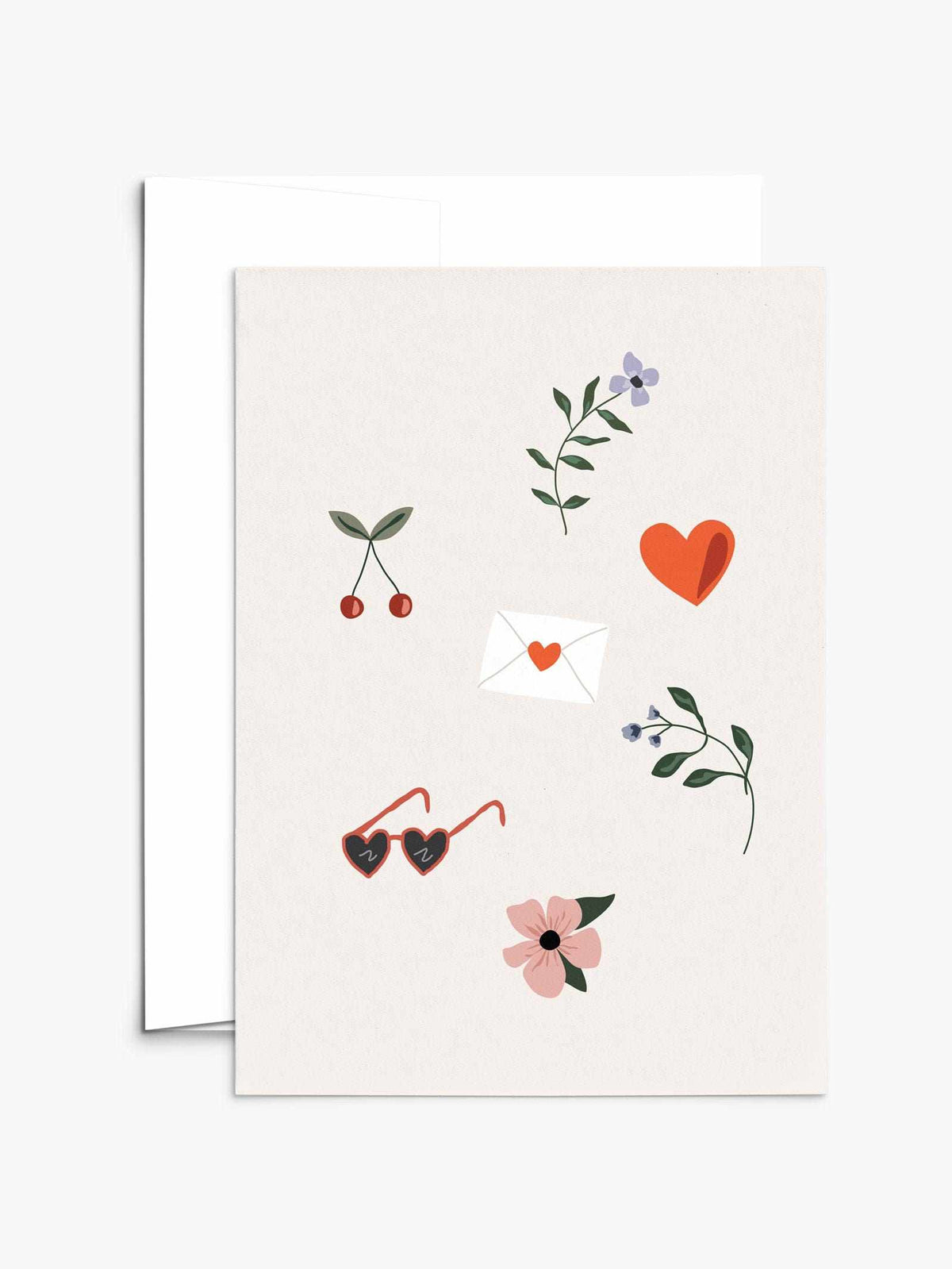 Soft and simple Valentine greeting card made from recycled paper with compostable packaging and blank inside.