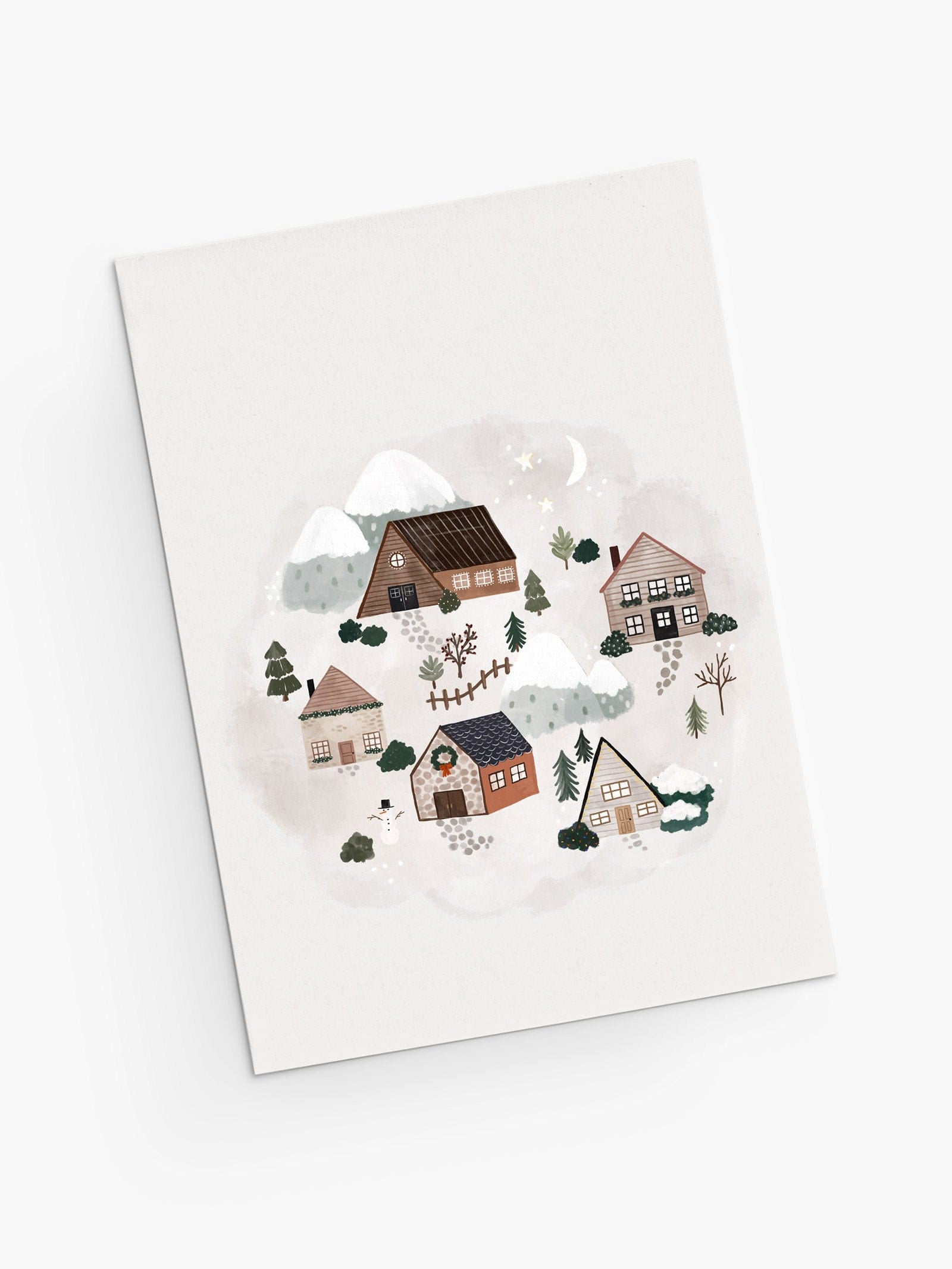 Holiday village Christmas Greeting Cards
