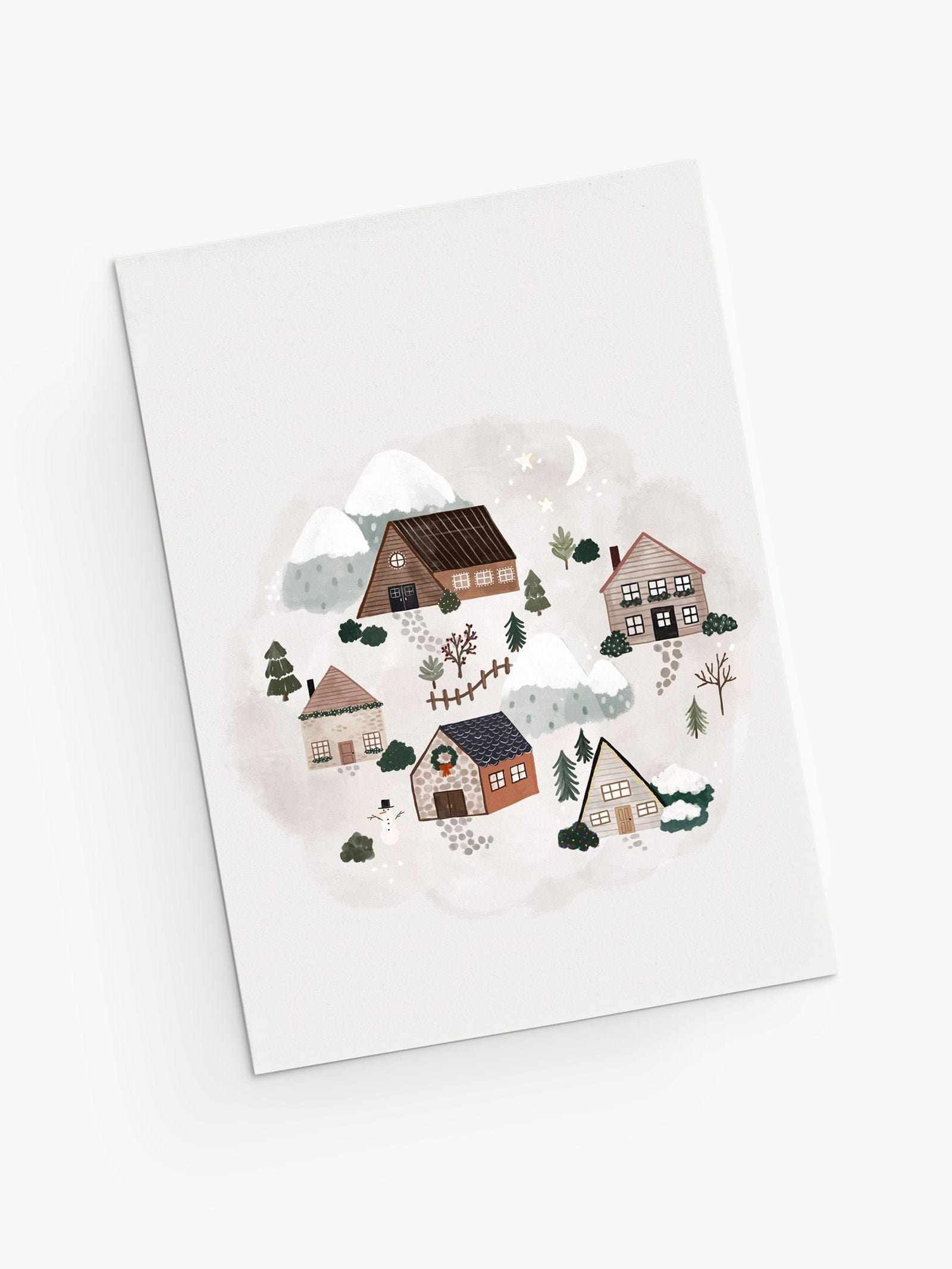 Holiday village Christmas Greeting Cards