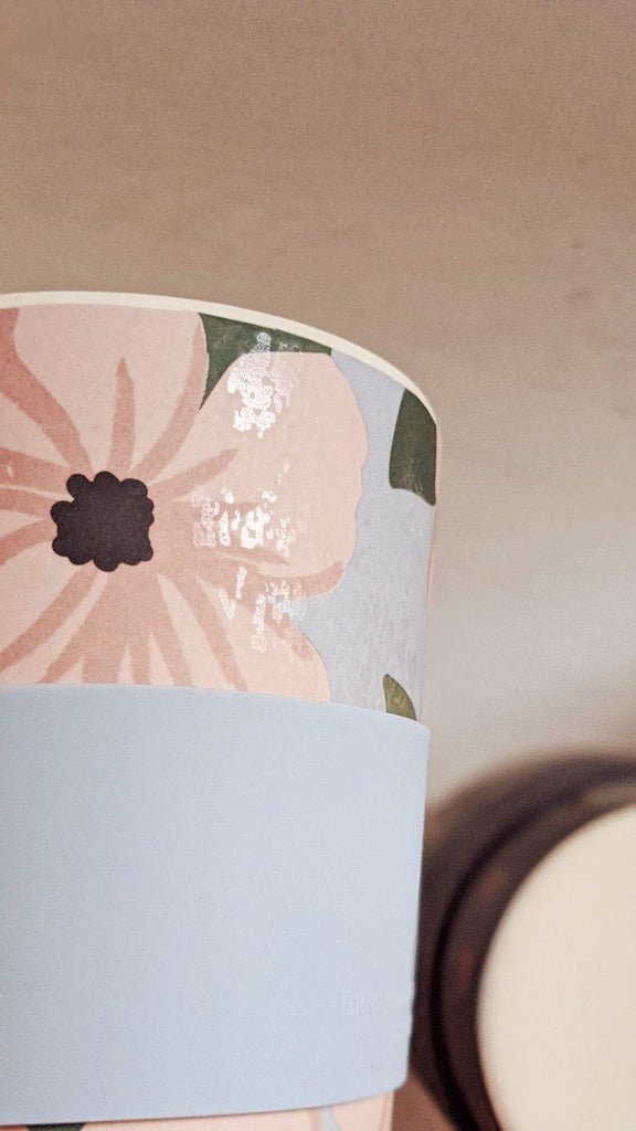 Peonies reusable coffee cup defect by mimi & august