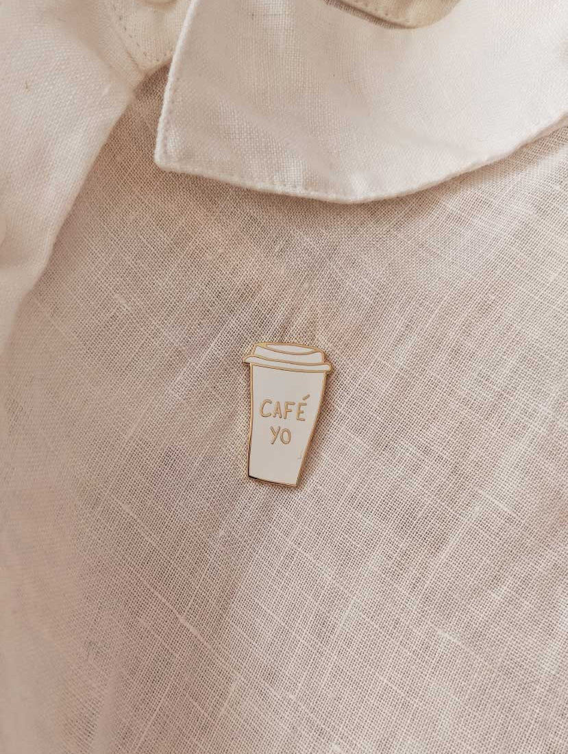 beautiful enamel pin for coffee lovers by mimi & august