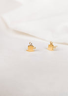 Gold plated earrings hot coffee cup