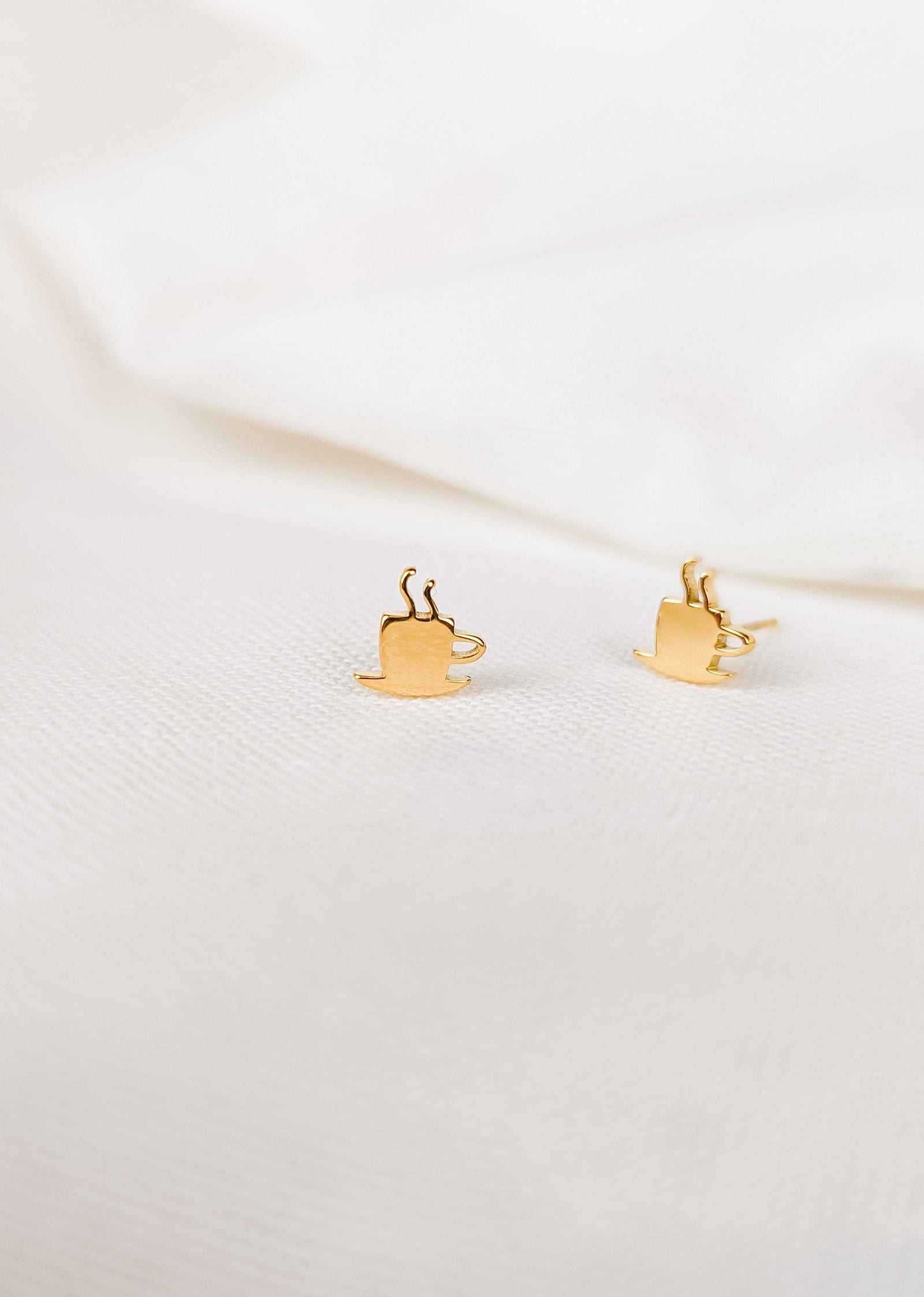 Gold plated earrings hot coffee cup
