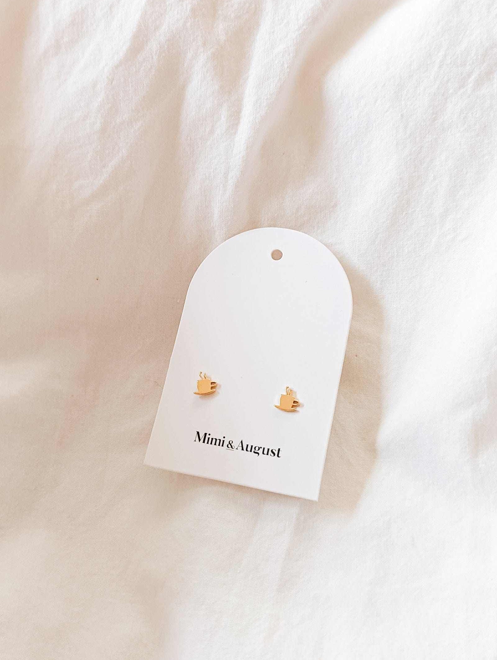 Beautiful coffee cup - High Quality Gold Earrings by Mimi & August