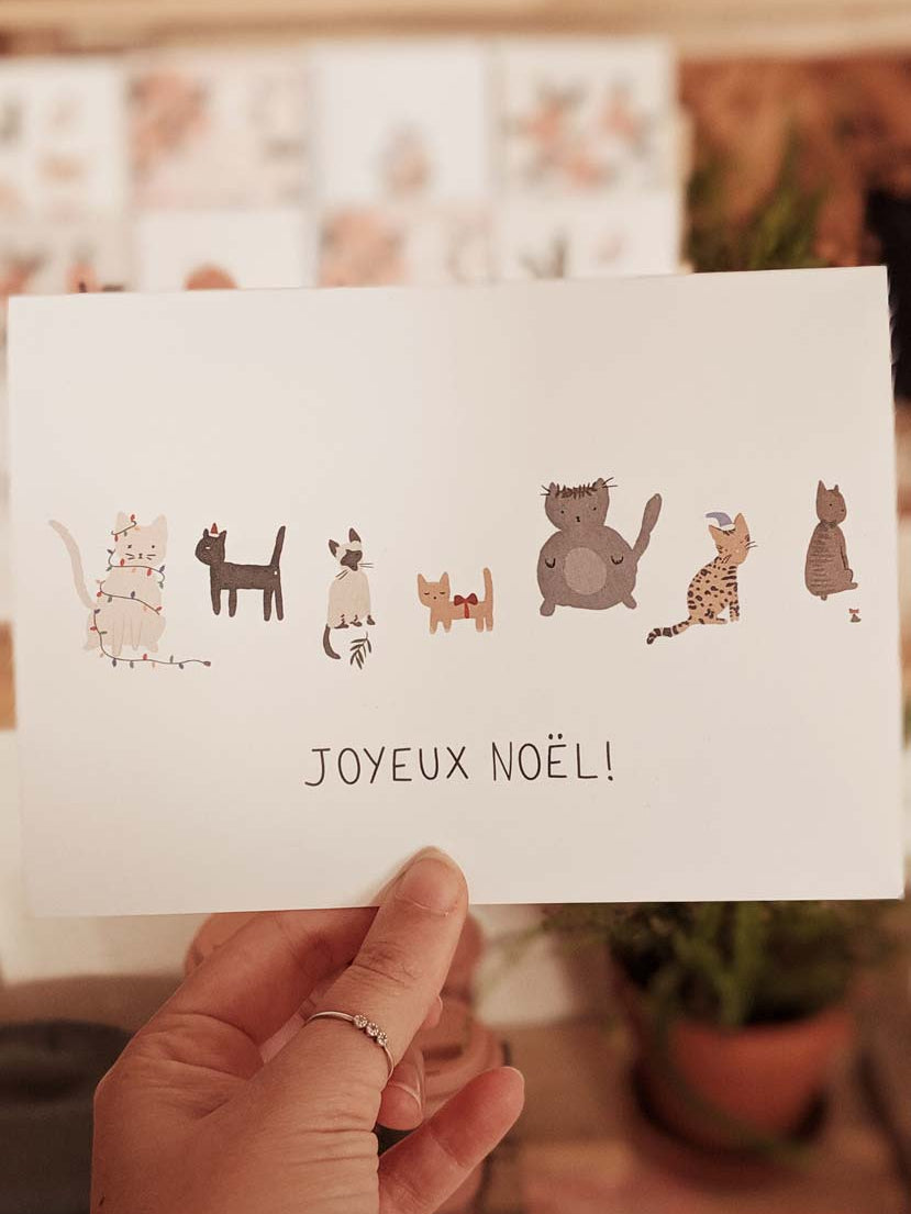 Joyeux Noël Cat Version | Beautiful Greeting Card by Mimi and August