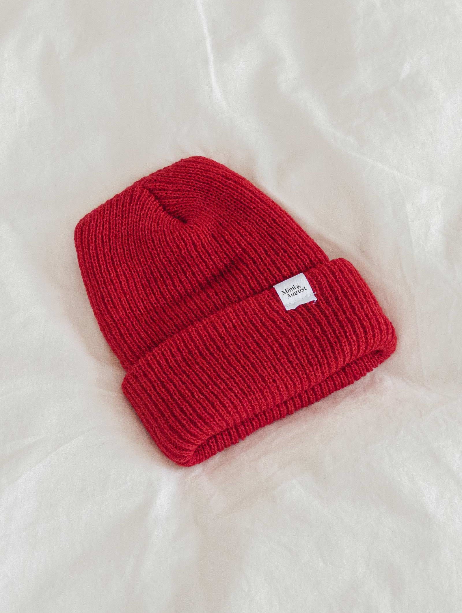 Closer look at the Bright Red Watch Cap Beanie by Mimi & August