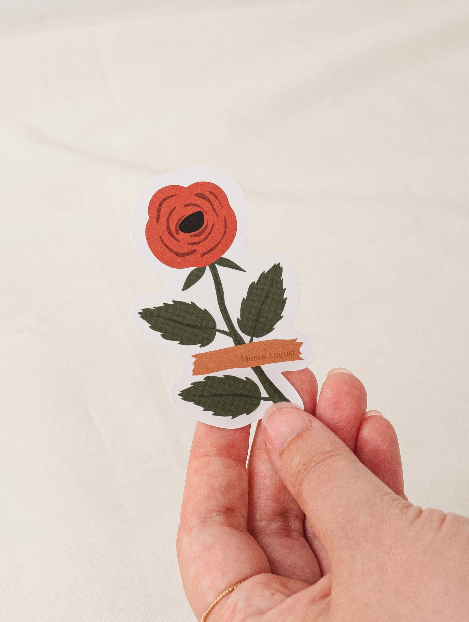 vinyl sticker rose flower in hand