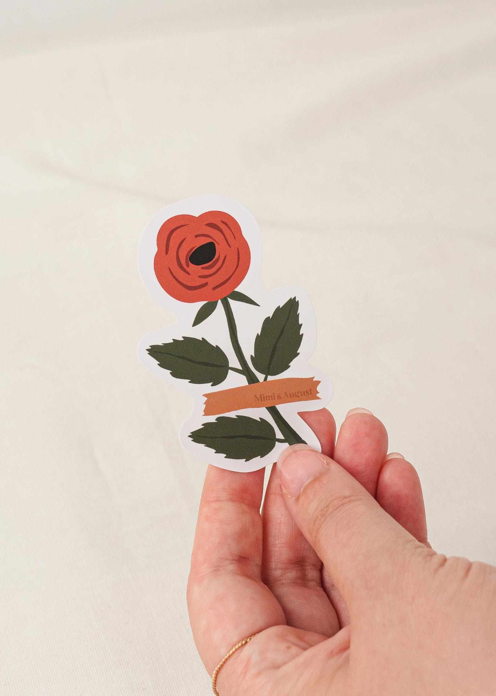 vinyl sticker rose flower in hand