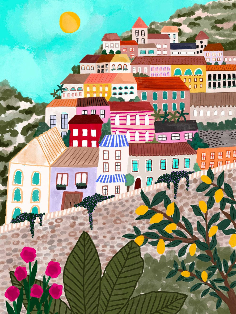 Colourful Village - High quality wall art print canada by Mimi and August