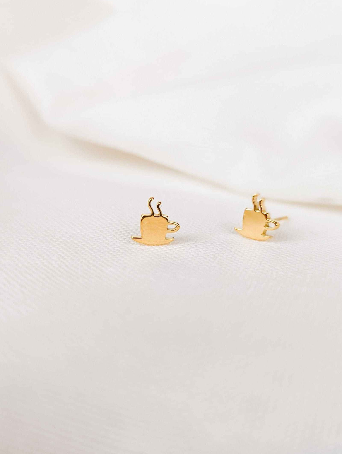Gold plated earrings hot coffee cup