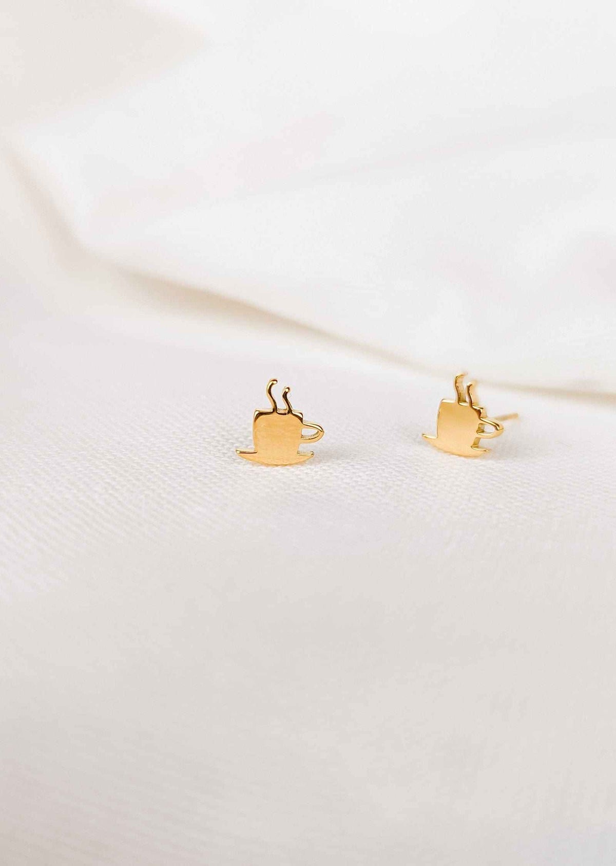Gold plated earrings hot coffee cup