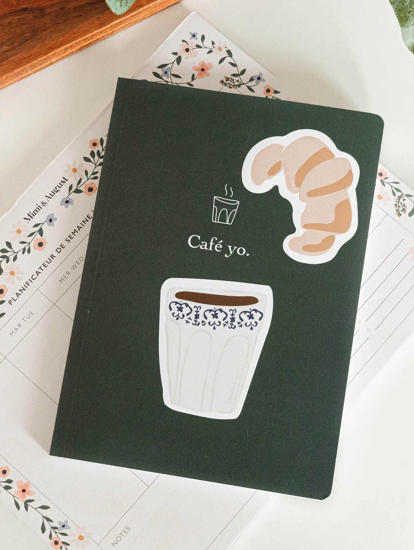 notebook with cafe latte sticker vinyl