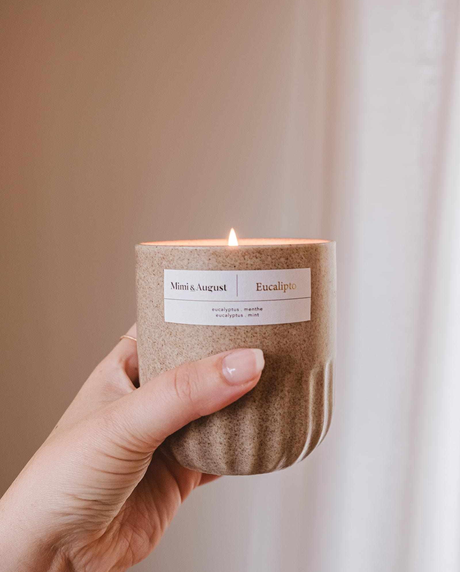 eucalyptus Reusable Candle size 11 oz by mimi and august