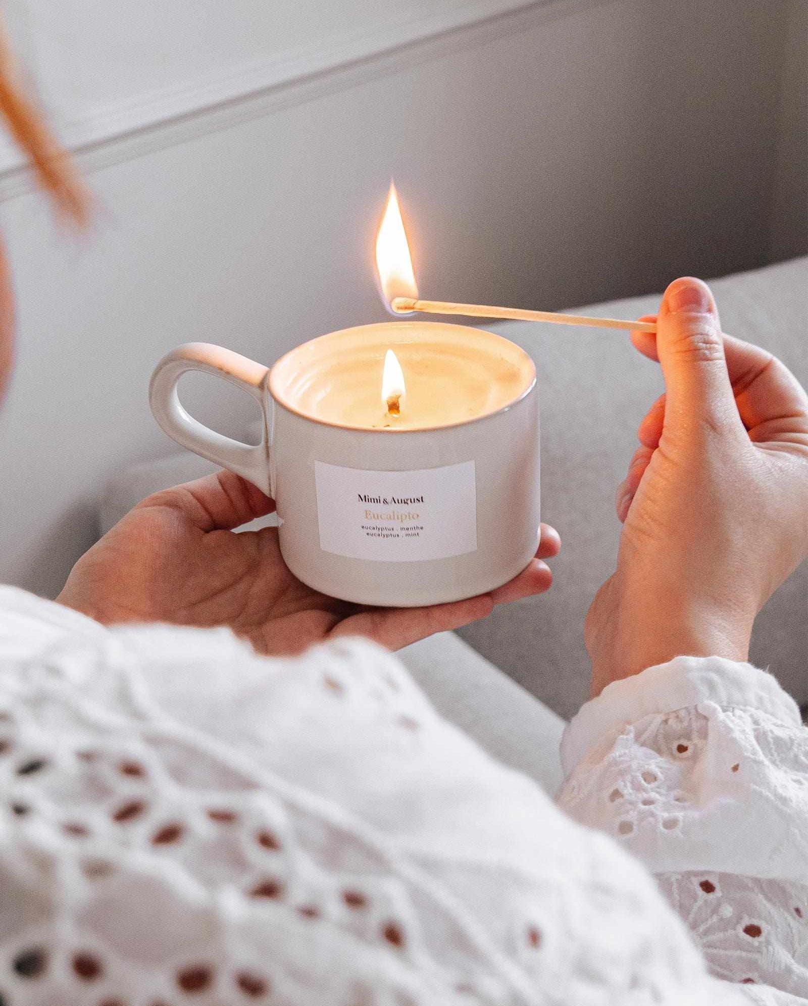 eucalyptus Reusable Candle size 5.5 oz by mimi and august