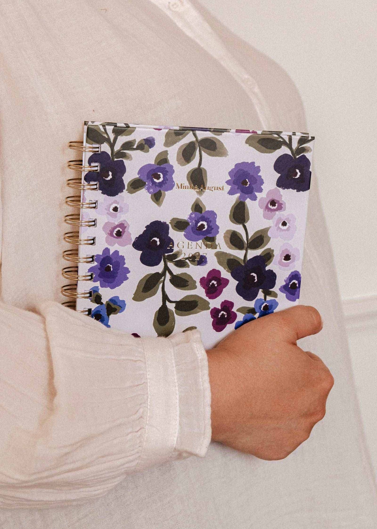 2027 agenda with wildflowers cover and spiral binding