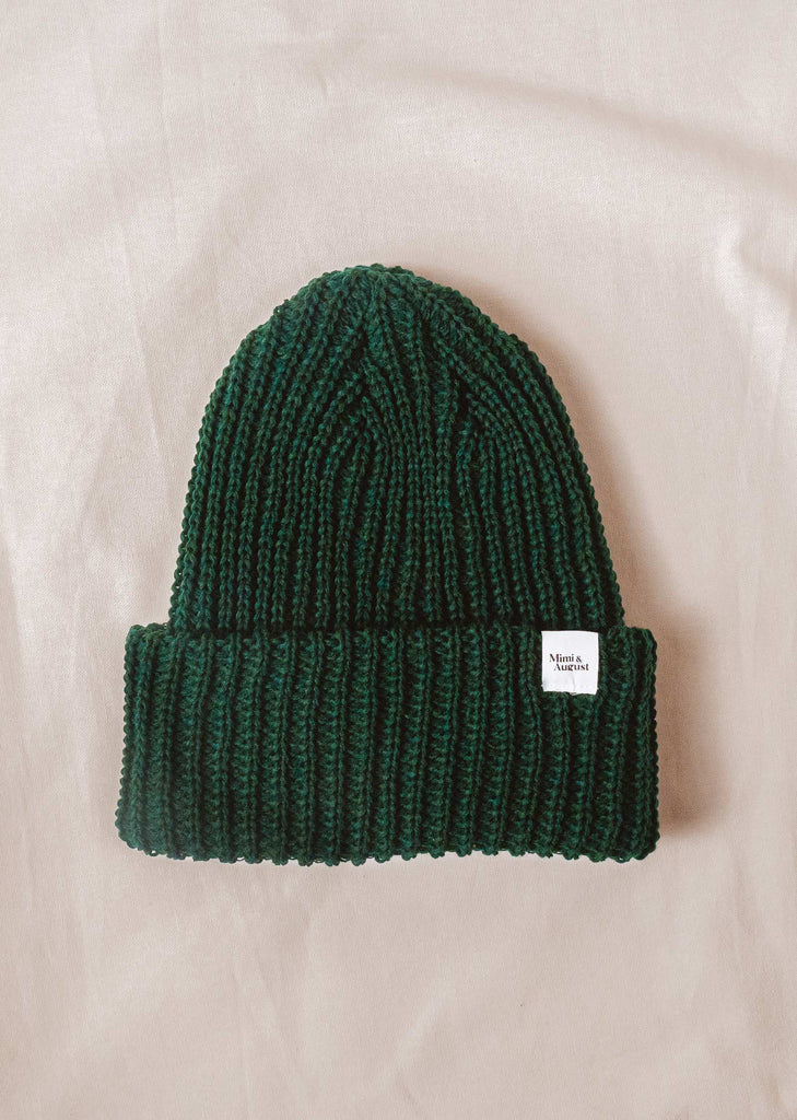 Top view of the Forest Green Chunky Beanie by mimi and august