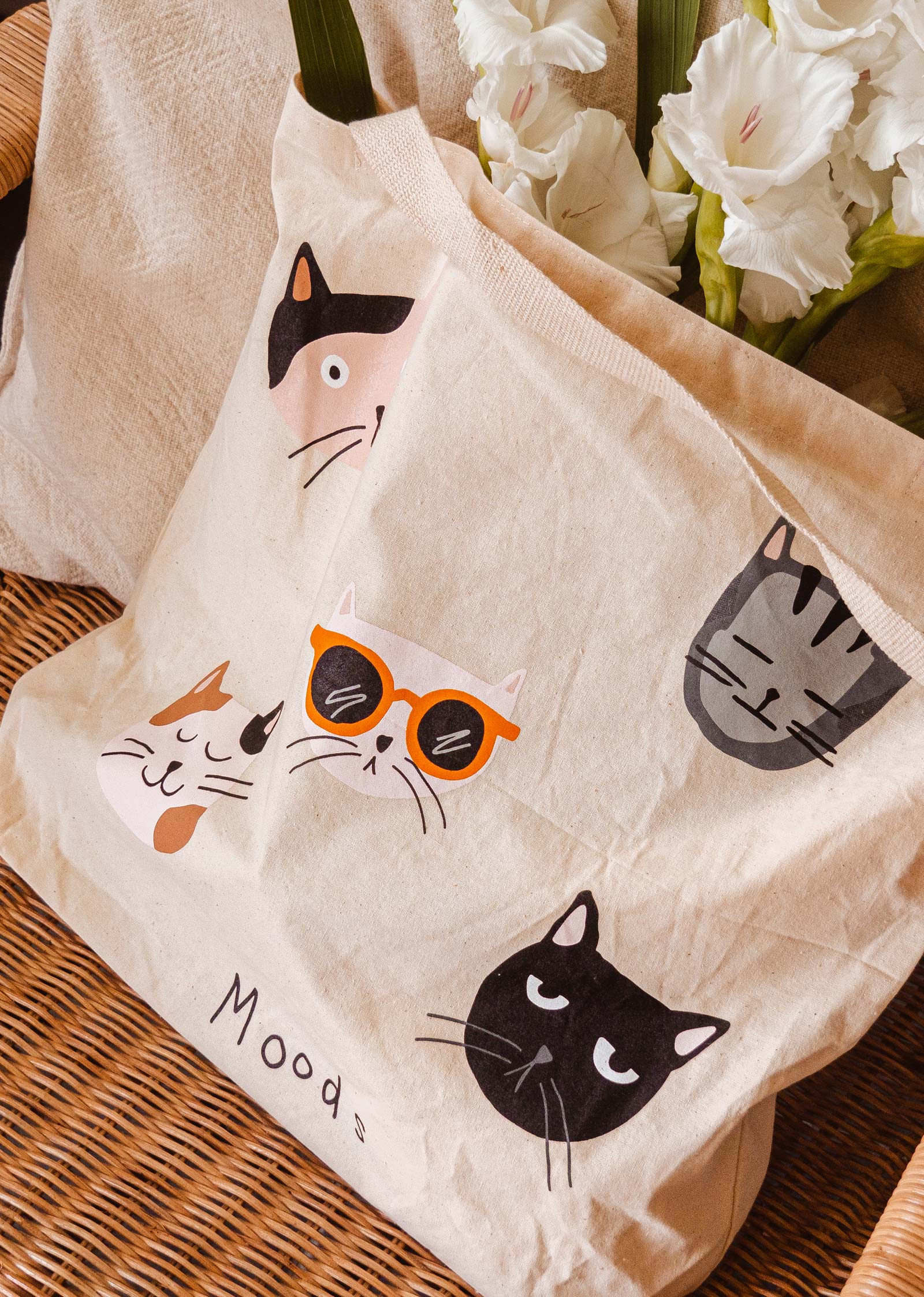 Sac fourre-tout Kitten Moods de Mimi et August.	