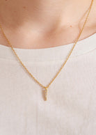 Elegant Gold Plated Necklace with Gemstone Bar Pendant by Mimi & August