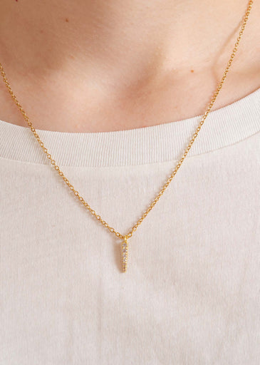 Elegant Gold Plated Necklace with Gemstone Bar Pendant by Mimi & August