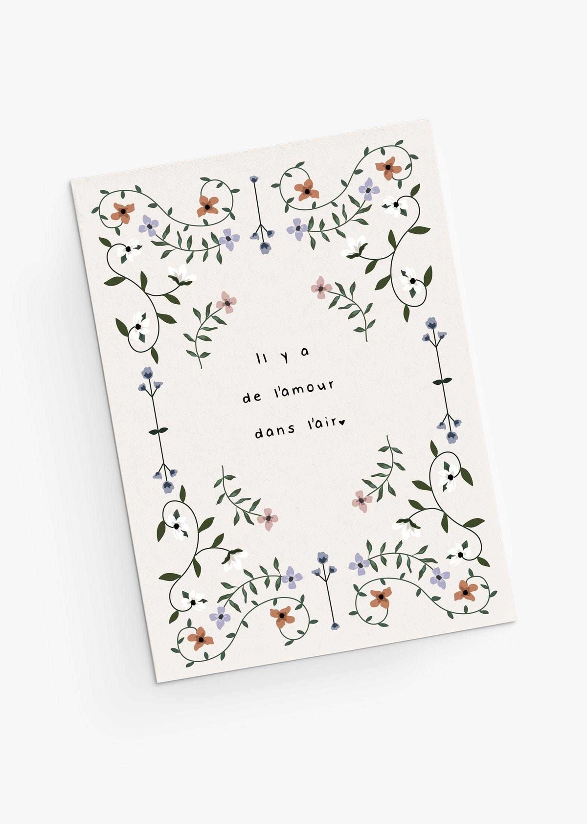 Amour greeting card with beautiful flowers- love is in the air- By Mimi & August