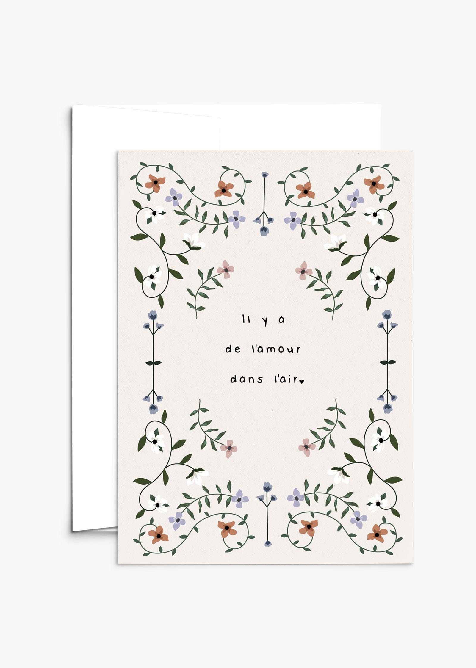 Amour dans l'air greeting card with recycled paper and compostable packaging
