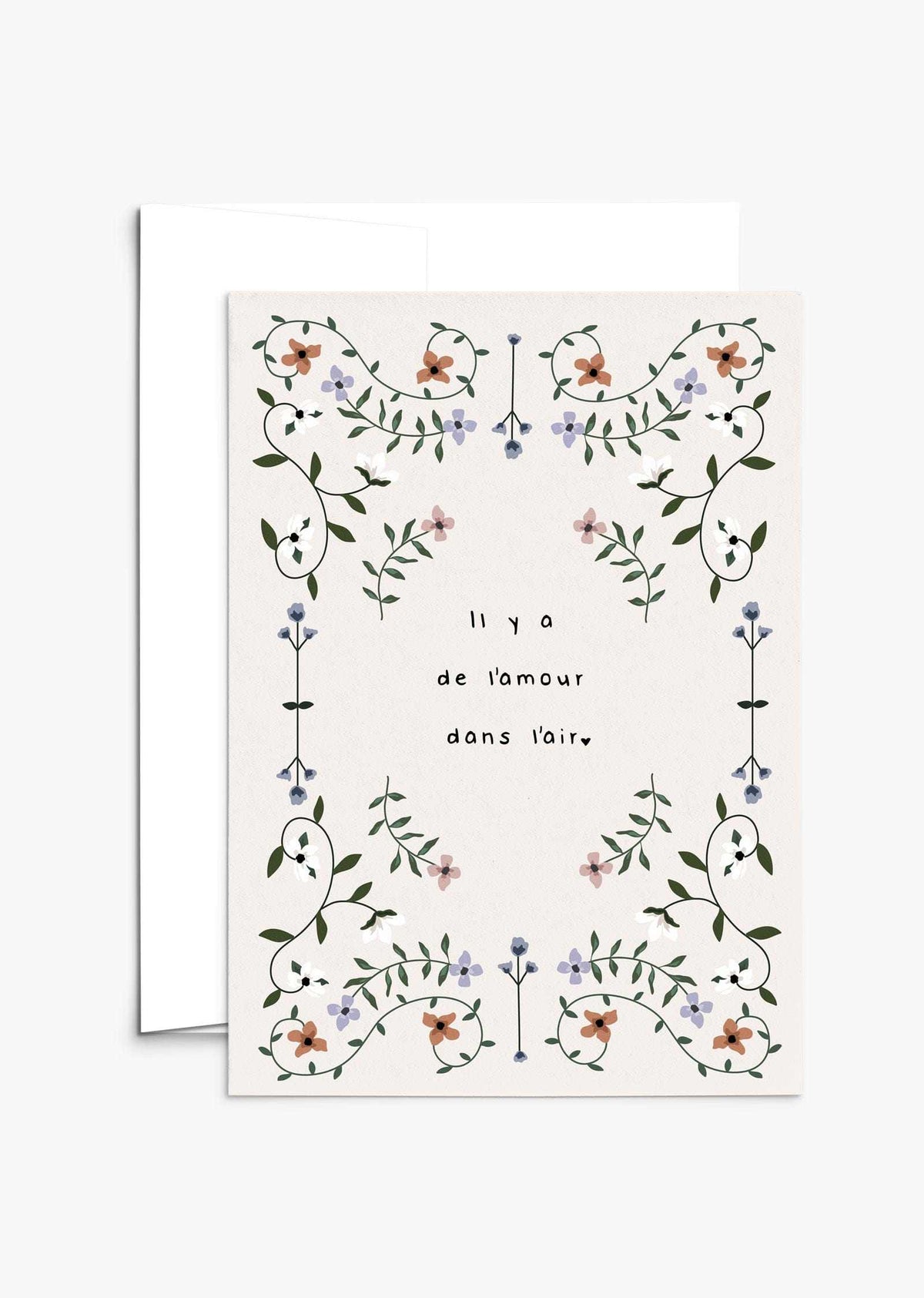 Amour dans l'air greeting card with recycled paper and compostable packaging