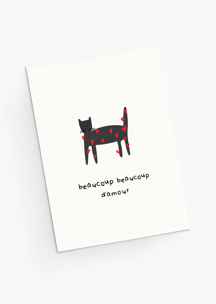 A Beaucoup beaucoup d'amour - Greeting Card made by Mimi & August from recycled paper featuring a cat design.