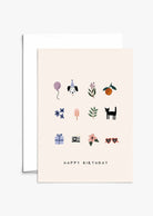 Birthday card with surprise design, recycled paper, blank inside, white envelope, compostable packaging, thick matte cardstock, 5x7 inches