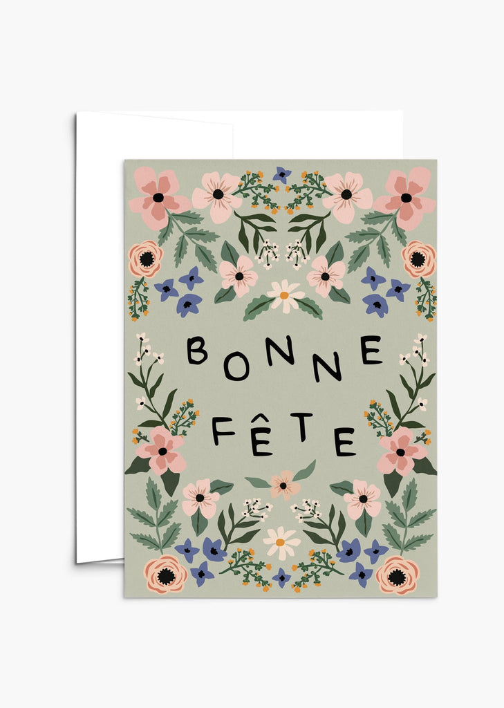 birthday greeting card with sauvage flowers- in French- By Mimi & August