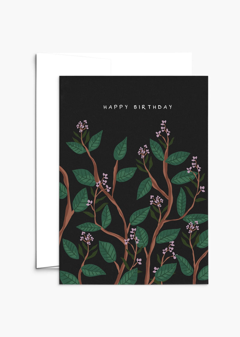 birthday greeting card with pink flowers- english version- By Mimi & August