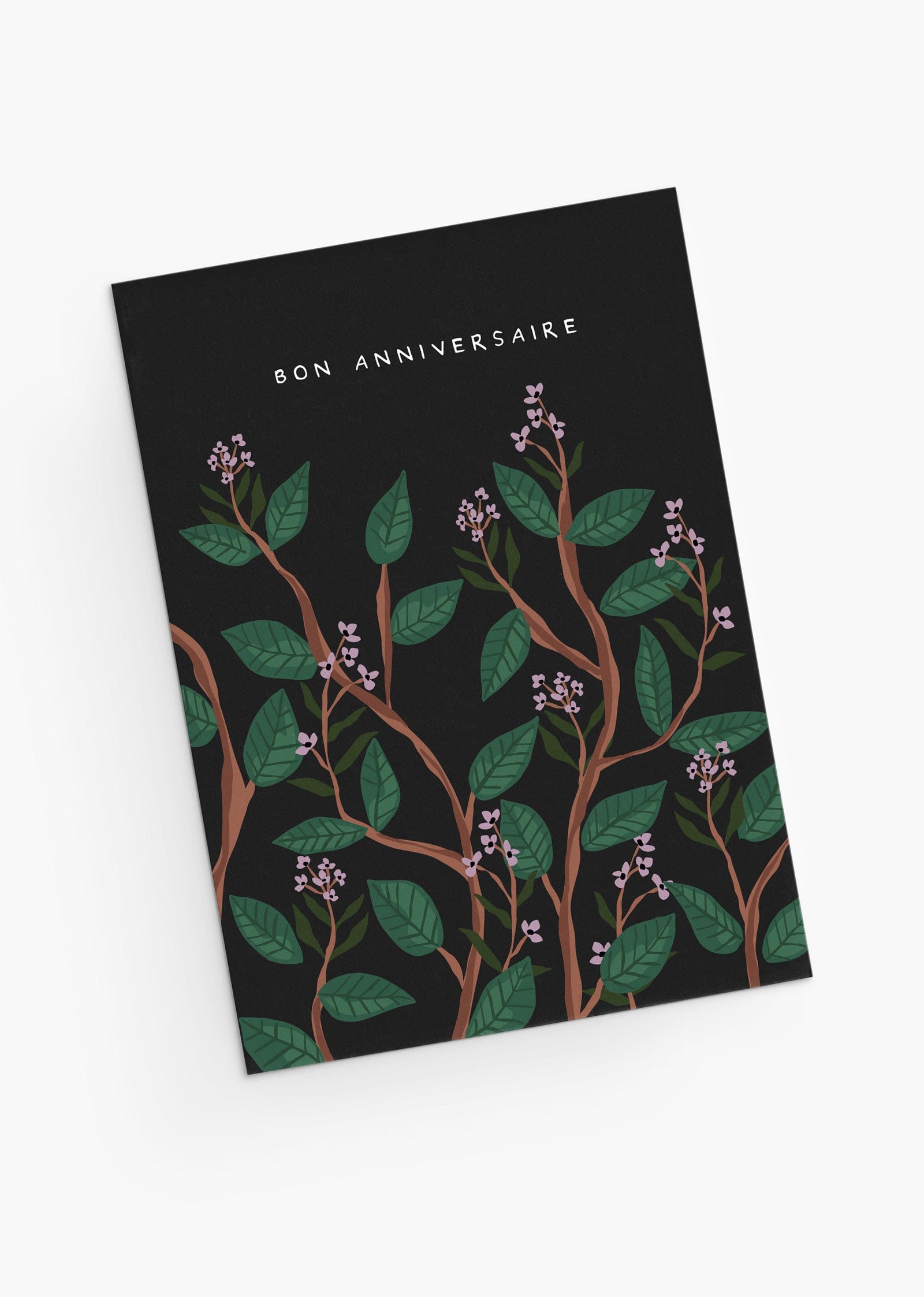 carte de vœux d'anniversaire avec fleurs roses- version française- By Mimi & August