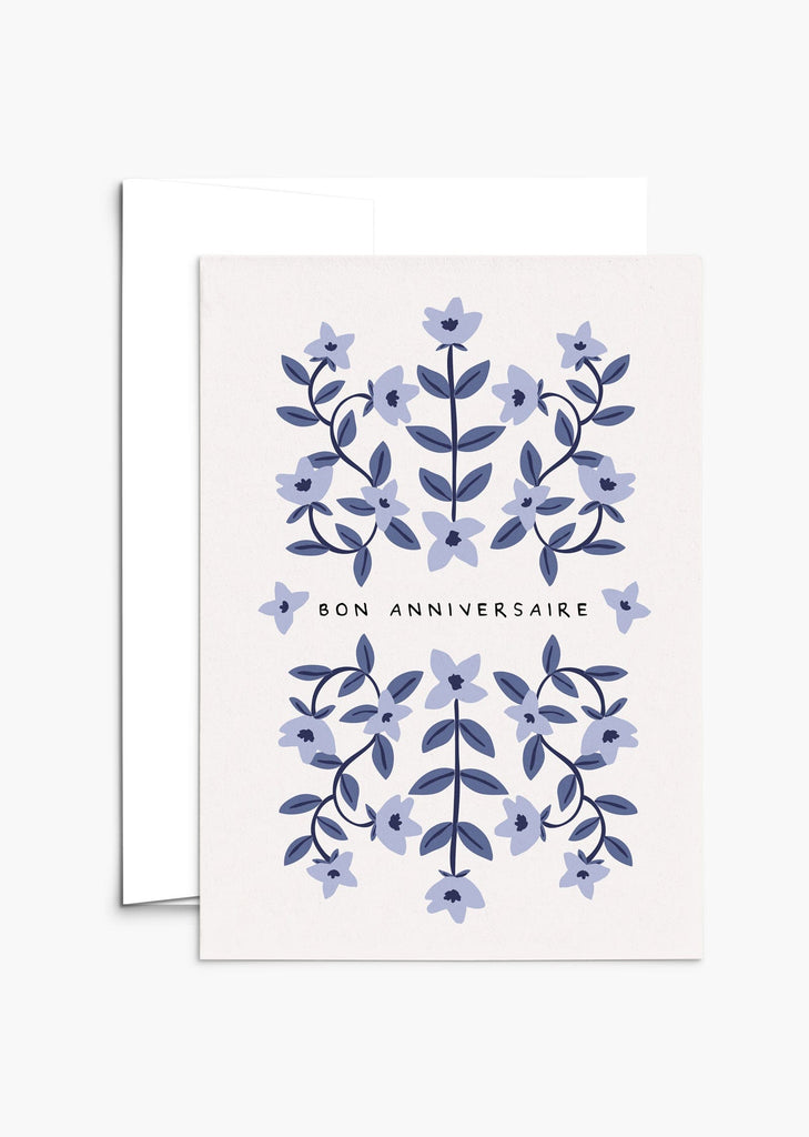 Carte de vœux d'anniversaire écologique provence avec fleurs - version française - By Mimi & August
